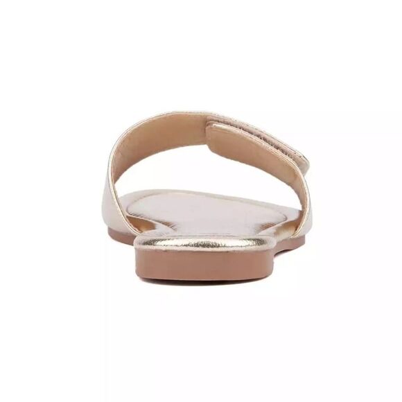 New York and Company Adelle Flat Sandal Gold 10 NWT IN BOX - Picture 3 of 10